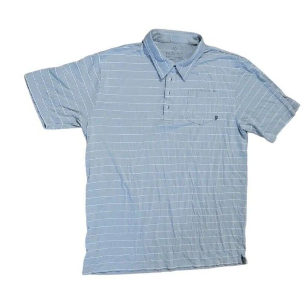 Free Fly Mens Polo Size XXXL Short Sleeve Striped Gray